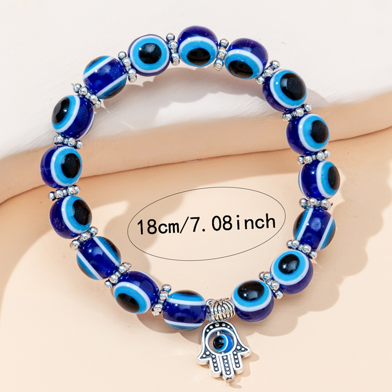 Evil Eye Bracelet Turkish Eye Beaded Bracelet Alloy Palm Bangle European and American Fashion Trendy Hot Item