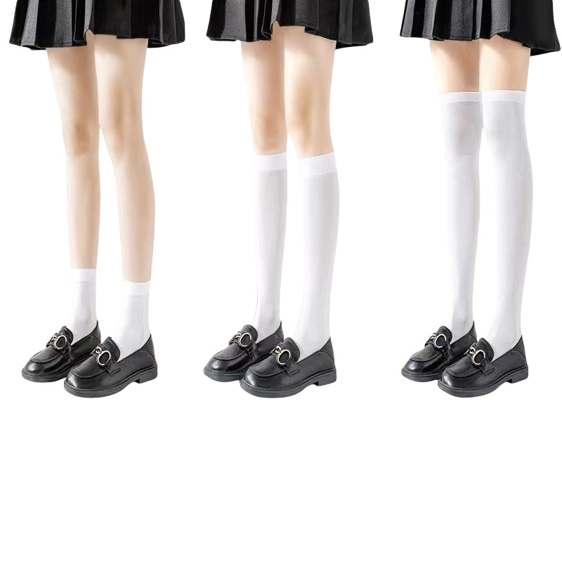 White pressure calf socks summer thin sweat-absorbent breathable jk black over-the-knee socks women's summer non-drop tube stockings