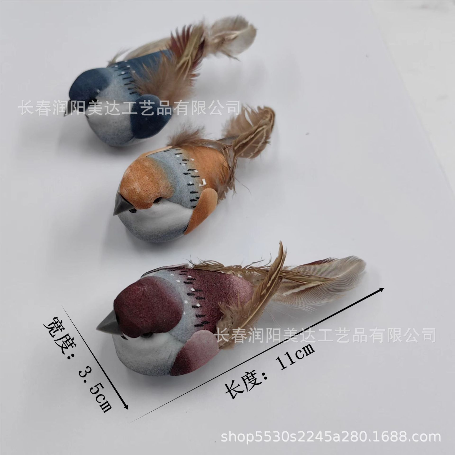 Artificial feather Sparrow/real feather Sparrow/Red osmanthus Sparrow/gardening branch decoration props
