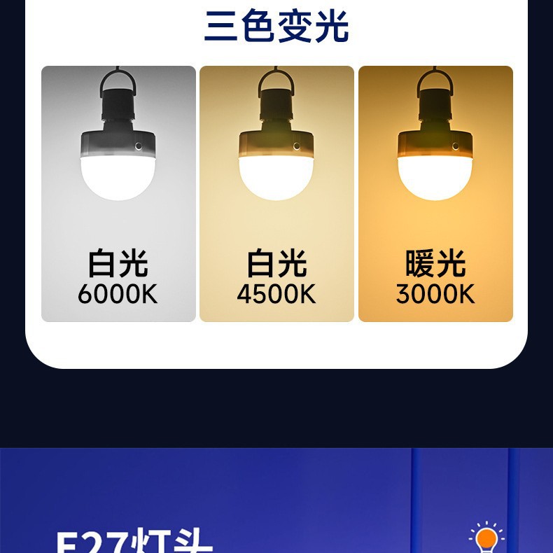 Cross-Border Light Bulb Led Rechargeable Battery Magnetic Suction Wiring-Free Wall Lamp Three-Color Lighting with Remote Control Timing Manufacturer Wholesale