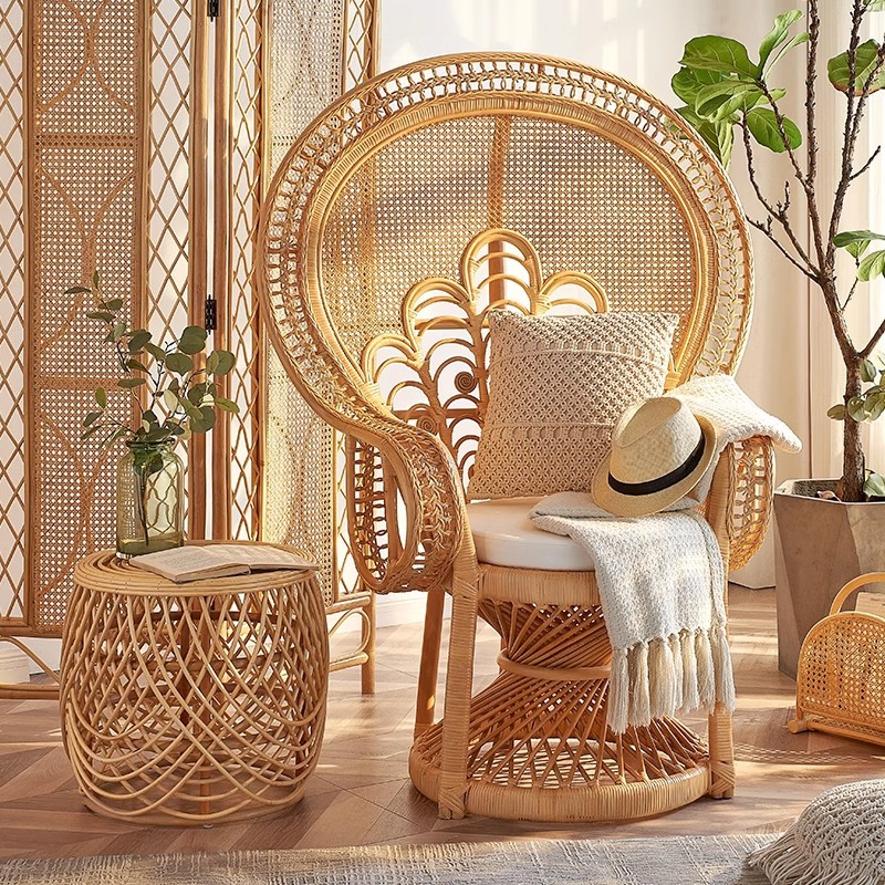 The Republic of China Real Rattan Peacock Chair Designer Shooting Southeast Asian Rattan Furniture Art Creative Wedding Photography Props