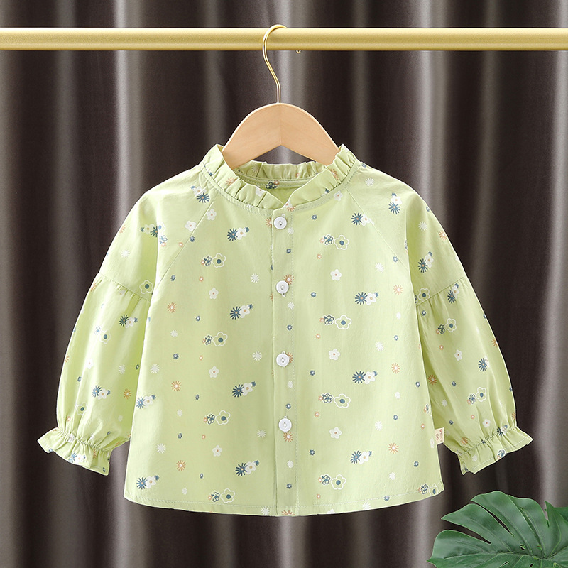 Girls' Baby Long Sleeve Floral Shirt 2025 Spring and Autumn New Casual Children's Shirt Korean Style Autumn Western Style Top