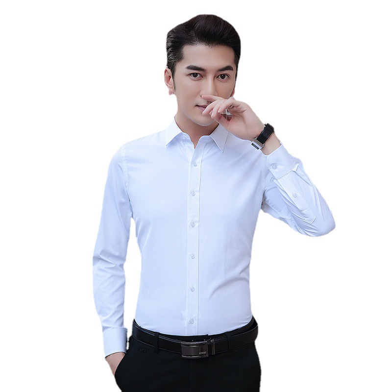 White Shirt Men's Long-sleeved Non-ironing Slim-fit Business Work Clothes Large Size Professional Dress Men's Shirt M-8XL