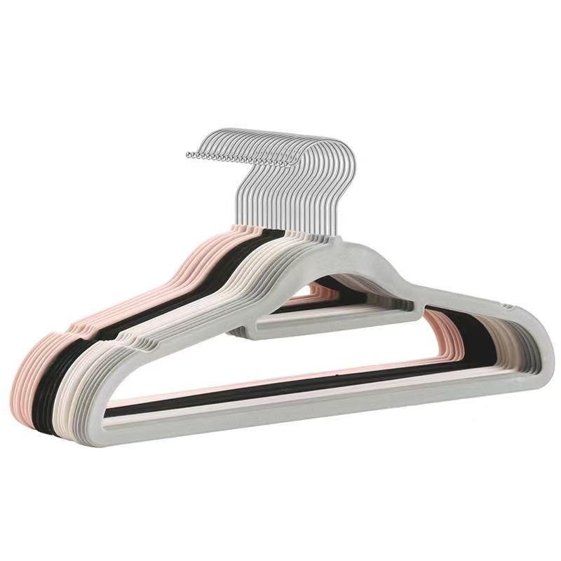 Flocking clothes hanger clothes hanger home seamless non-deformation non-slip clothes hanger dormitory wet and dry dual-use clothes hanger wardrobe storage light luxury
