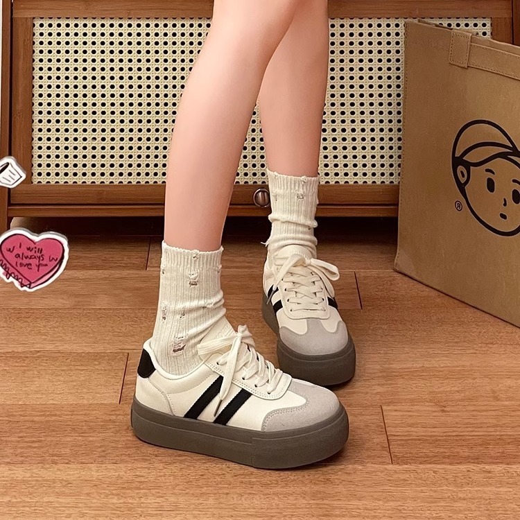 Easiest for Match Moral Training Shoes Women's Shoes 2025 New Spring and Summer Thick-Soled White Shoes Retro Forrest Gump Shoes Casual Sports Shoes