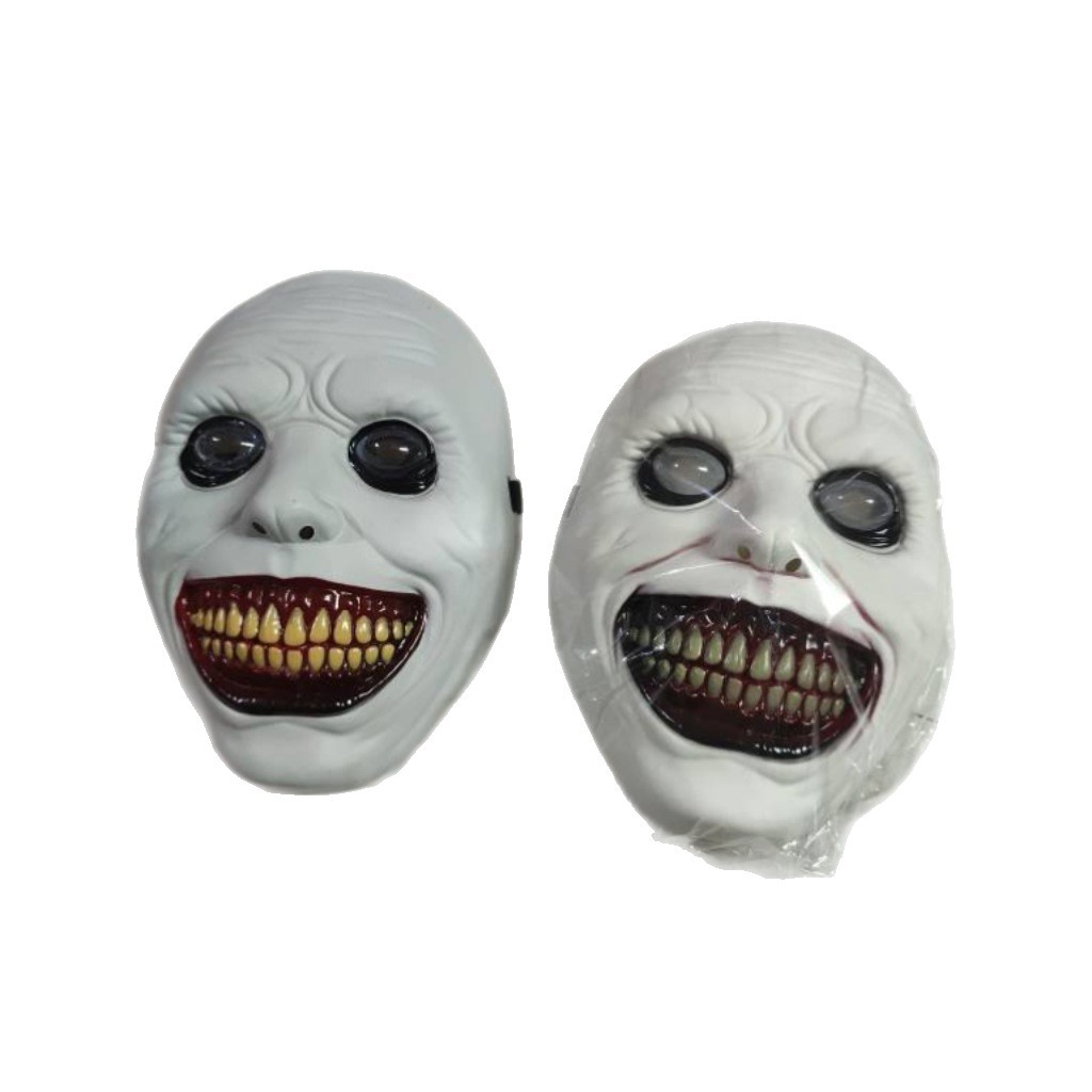 Exorcist Mask Smiling White-Eyed Devil Headgear New Cross-Border Halloween Horror Plastic Mask Factory Direct Supply
