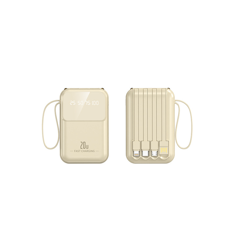 Power Bank 20000 Mah with Built-In Cable Mini Fast Charging Large Capacity 1 Mobile Power Supply Power Bank Customization