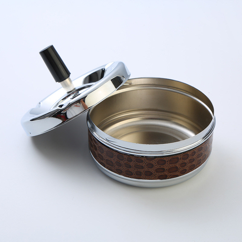 Windproof Sticker Ashtray Car Advertising Gift Pressing Ashtray Home Living Room Ornaments Rotating Cover Ashtray