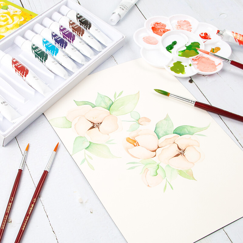 Student 97803 Watercolor Brush Set for Art Beginners, Watercolor Gouache Brushes, Nylon Pig Bristle Student Paint Brushes