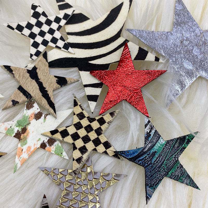 (125-190) horse hair leather five-pointed star leather standard leather brand leather stickers diy leather clothing shoes bags accessories