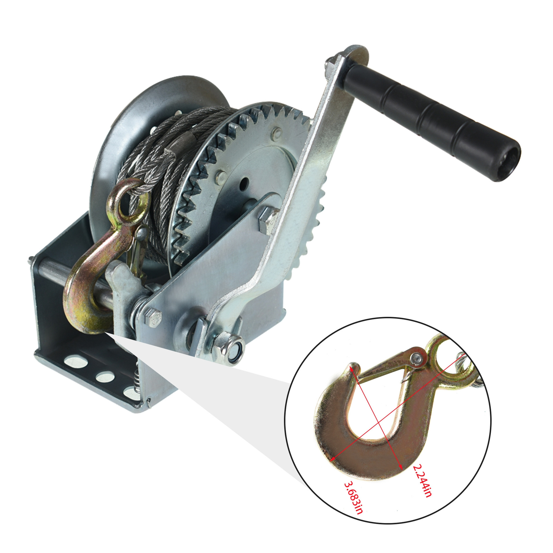 2025 New Cross-Border Dropshipping 1 Piece 1200 Lbs Heavy-Duty Hand Winch High Carbon Steel Silver Cross-Border Dropshipping