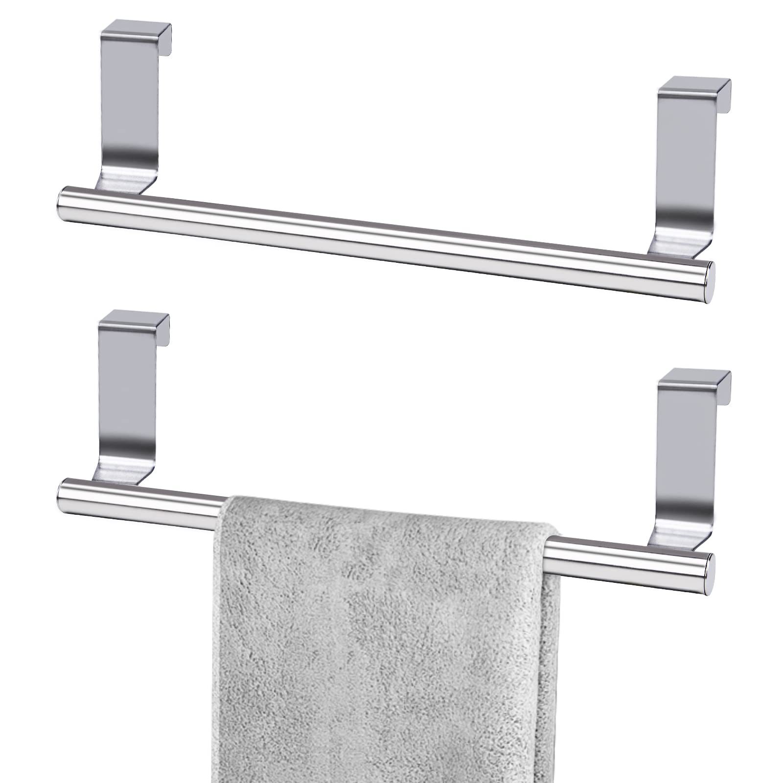 Stainless Steel Non-perforated Towel Rack Hanging Door Rear Kitchen Cabinet Door Back Type Rag Rack Storage Rack Towel Bar