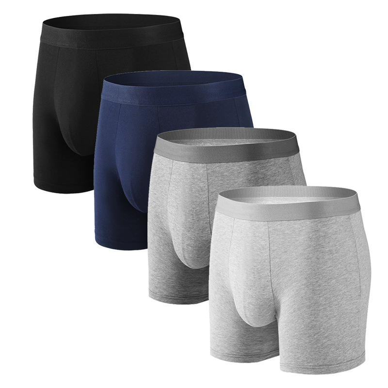 Европейские и американские кросс-бордерные мужские четырехугольные однотонные хлопковые дышащие боксеры