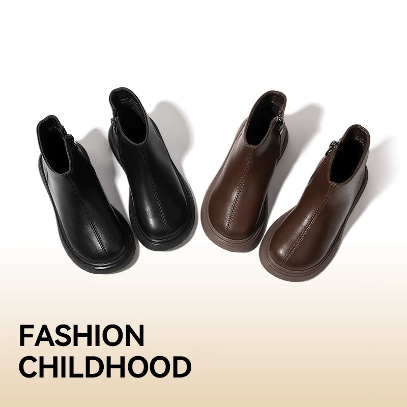 Girls' Boots 2025 New Children's Short Boots Spring and Autumn Genuine Leather Single Boots Baby Lightweight Soft Soled Boys' Martin Boots