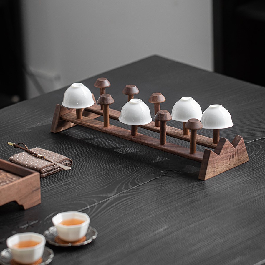 Walnut Cup Holder, Tea Cup Holder, Chinese Drain Rack, Tea Ceremony Accessories, Kung Fu Tea Cup, Tea Set, Solid Wood Storage Rack