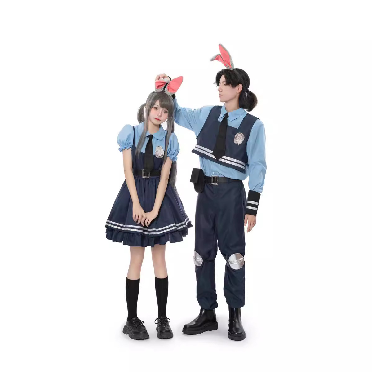 Halloween Costume Zootopia Male and Female Parent Judy Rabbit Police Officer cos Costume Full Couple Stage