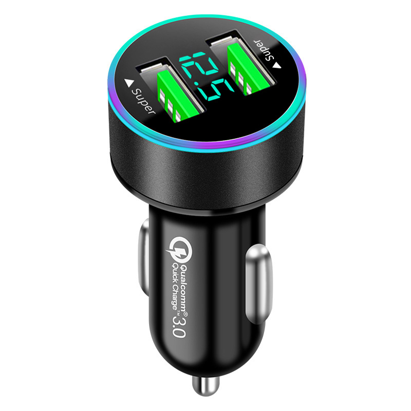 New qc3.0 car charger digital display car charger 66W40W Fast Charge Dual USB car charger pd qc3.0 car charger