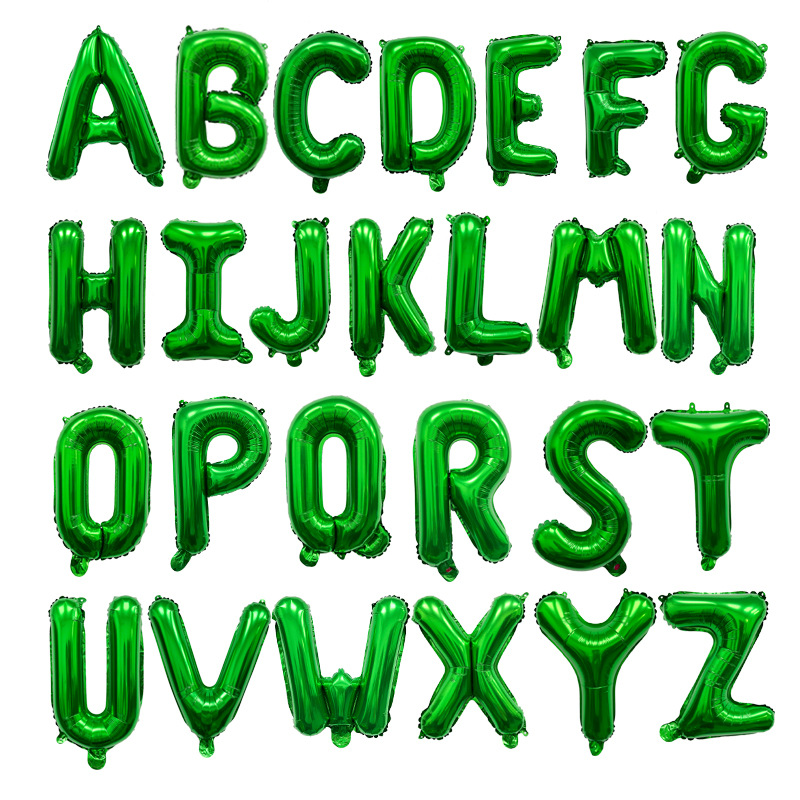 16 дюймов A-Z зеленый 26 буквенный алюминиевый фольгированный шарик