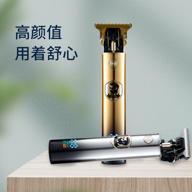 New Cross-Border Electric Hair Clipper Digital Display Charging Household Electric Clipper Retro Carved Oil Head Electric Hair Clipper