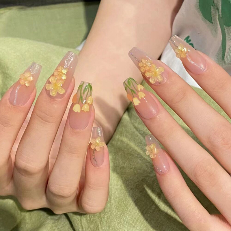 Tulip Manicure Wearable Manicure Summer Ice Blush Manicure Removable Fake Nails Accessible Luxury Celebrity Long Style