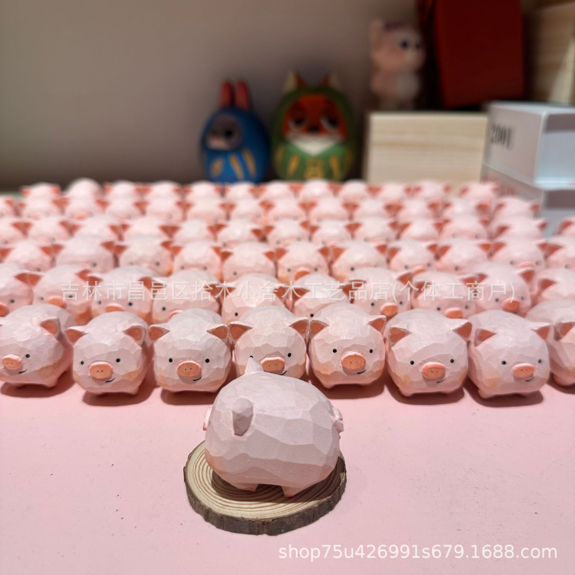 Piggy Carving Pendant Accessories Purely Handmade Elf Cute Cartoon Internet Celebrity Same Style Hot Selling Gifts Wooden Products Piggy