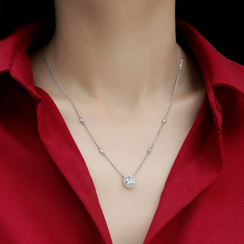 Lab Breed Diamond Pendant Necklace S925 Sterling Silver Electroplated 18K Gold Women's Real Diamond Quality Valentine's Day Gift
