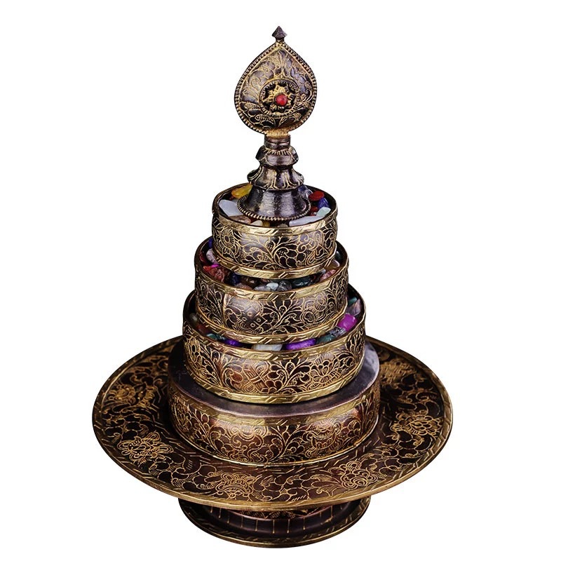 Xizang Supplies Nepal Imported Copper Gold Plated Handmade Carved Manzaman Tea Luo Home Supplies Thick