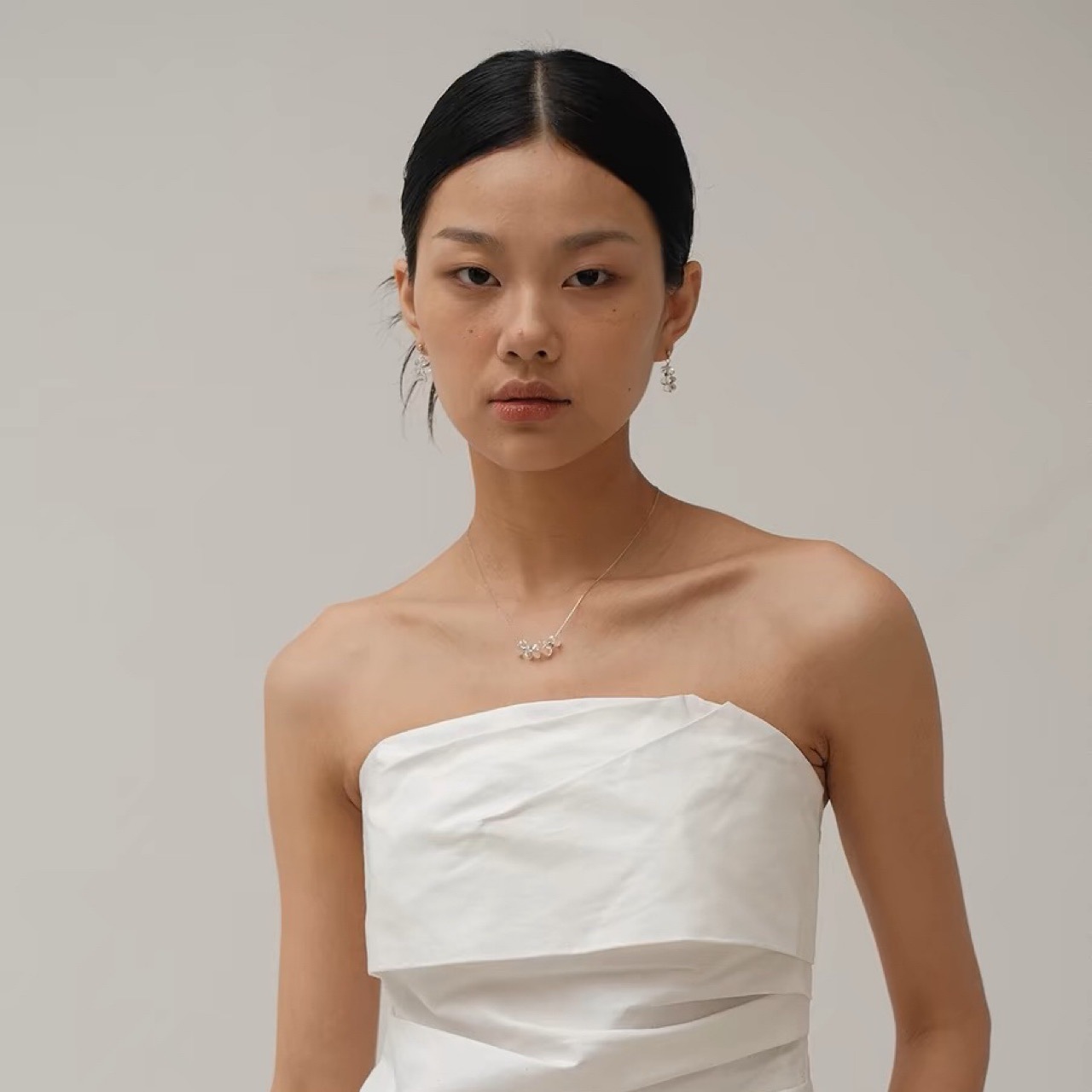 S925 Silver Natural Shaped White Crystal Earrings Summer Ice Air Sense Korean Style All-match Daily Niche Style