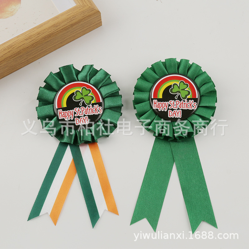 Жестяной корсаж для праздников, клевера, ирландский фестиваль, декоративная лента для значков