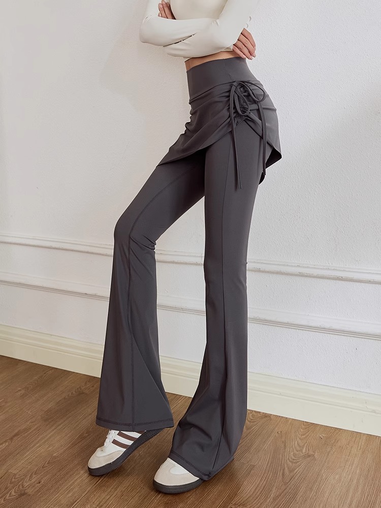 Micro-Flared Yoga Pants for Women, Summer Two-Piece Cover-Up Skirt, Petite Sports Fitness Pants, Pilates Training