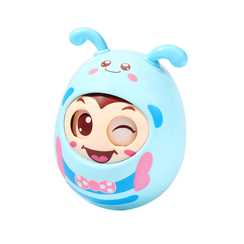 Small Bee Tumbler Toy Baby 6-12 Months Baby Blink Eyes Grind Teeth Soothing Rattle Toy 0-1 Years Old