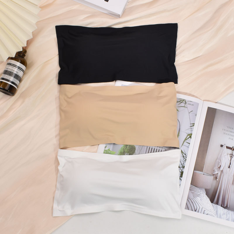 Strapless Ice Silk One-word Wrap Chest Breathable Anti-running Light Breasted Buckle Sports Shockproof Anti-running Light Girl's Seamless Beautiful Back