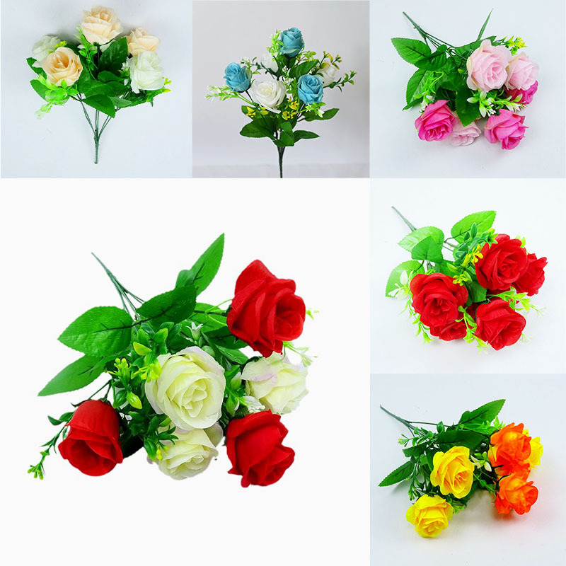 Оптовая Искусственная Роза Большое Количество Декор для Гостиной Шелковый Цветок 6-Головая Гранатовая Искусственная Цветочная Букет