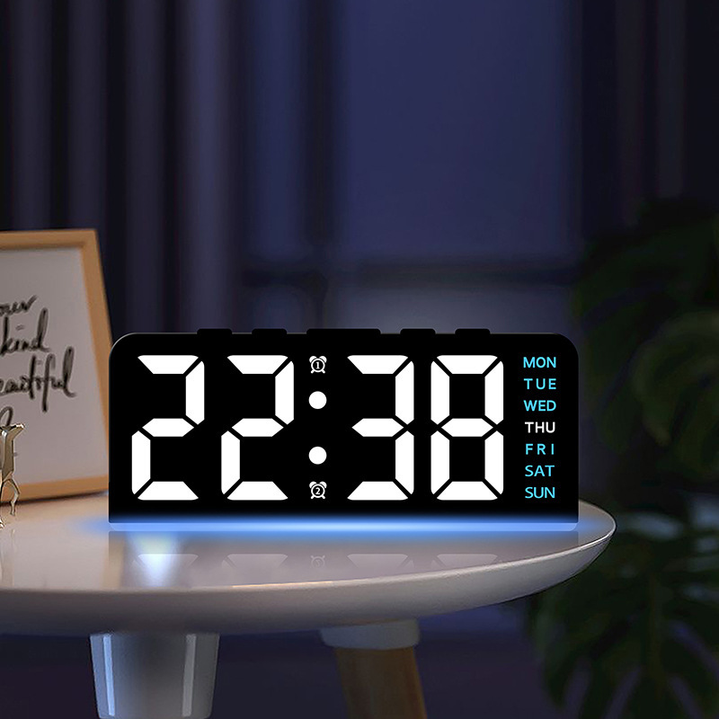 Cross-border Innovation LED Large Character Digital Clock Atmosphere Light Date Desk Clock Multifunctional Digital Alarm Clock GH8033