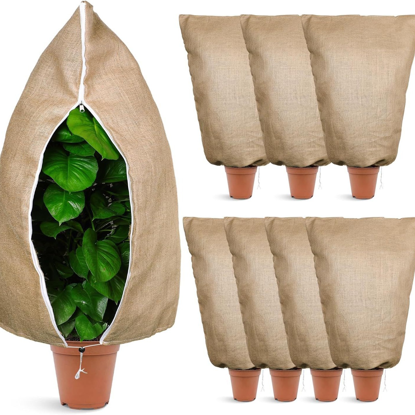 Plant Winter Protection Sack 77 X 100cm Breathable Plant Protection Cover Reusable Jute Material