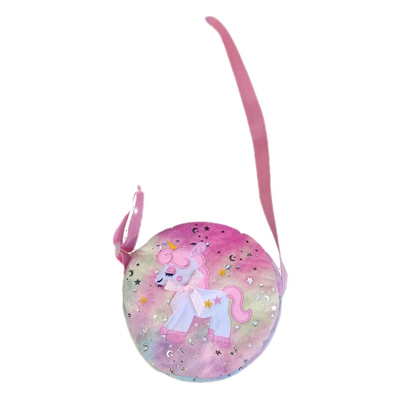 Children's Cartoon Girl Unicorn Personalized Style Colorful Furry Single Shoulder Crossbody Bag Plush Bag Wholesale Burden-Reducing Design