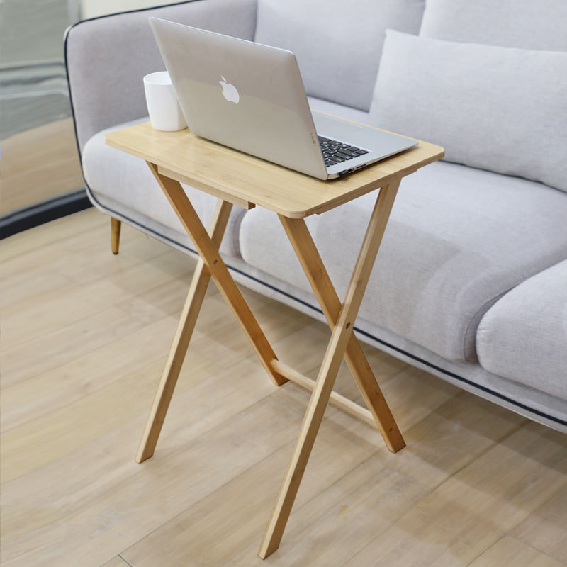 Samexi Bamboo Foldableing Table Bamboo Foldableing Computer Table Solid Wood Study Table Balcony Sofa Side Table Free of Installation