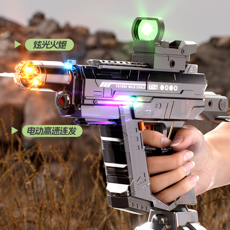 Strict selection of cross-border lighting uzi water gun electric continuous linkage back chamber automatic water absorption large capacity children's water gun