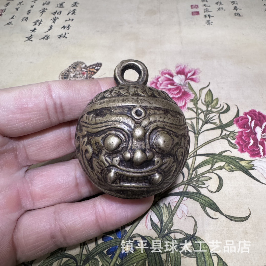 Factory wholesale pet bell dog bell copper tiger head bell copper bell retro copper bell