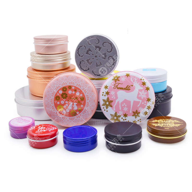 Factory direct 5G -1000g cosmetics travel sub-packed jar cream scented tea car wax silver round aluminum box