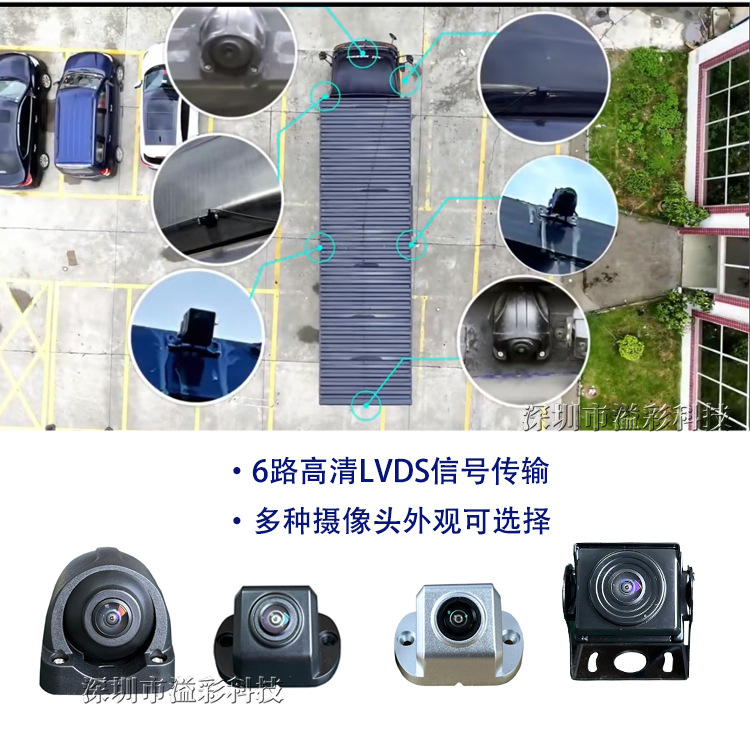 10.1 inch 12'3 inch rearview mirror bus fire truck 3 screen 6 road 360 bird's eye view panoramic blind spot auxiliary system