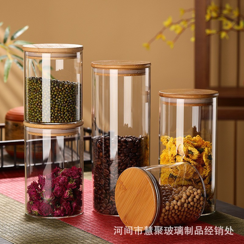 Glass Bottle Spot Glass Sealed Jar Kitchen Seasoning Jar Food Storage Bottle Tea Jar Thickeneded Glass Storage Jar