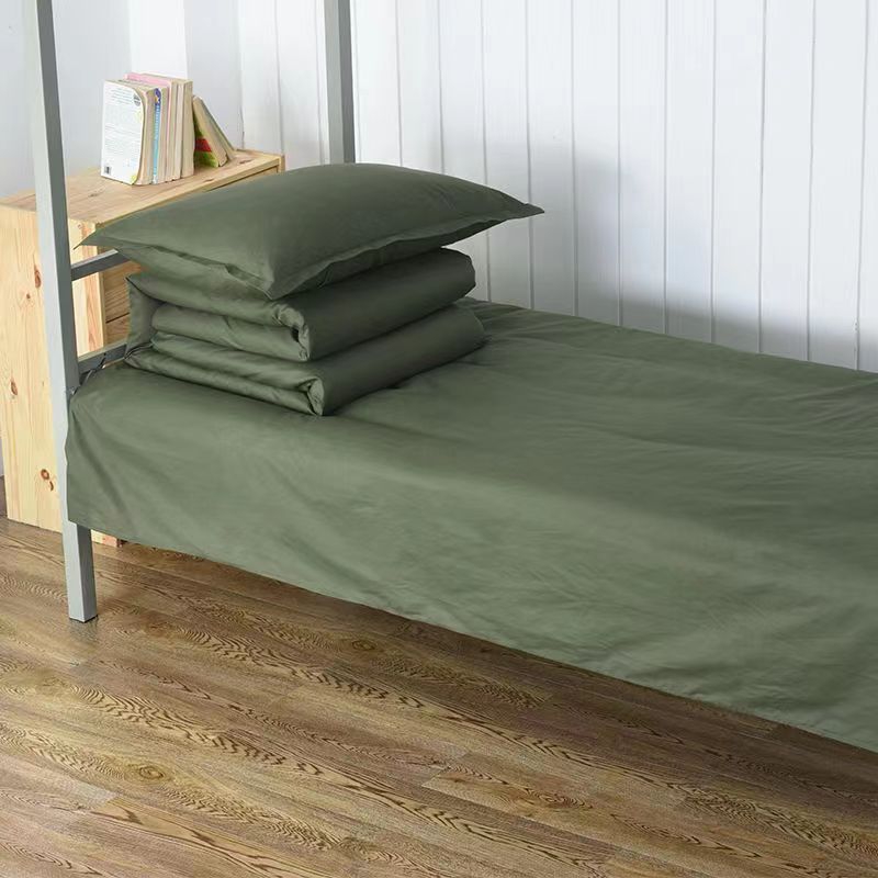 One-stop purchasing dormitory military green bedding 6-piece set single upper and lower quilt cotton mattress 3-piece set
