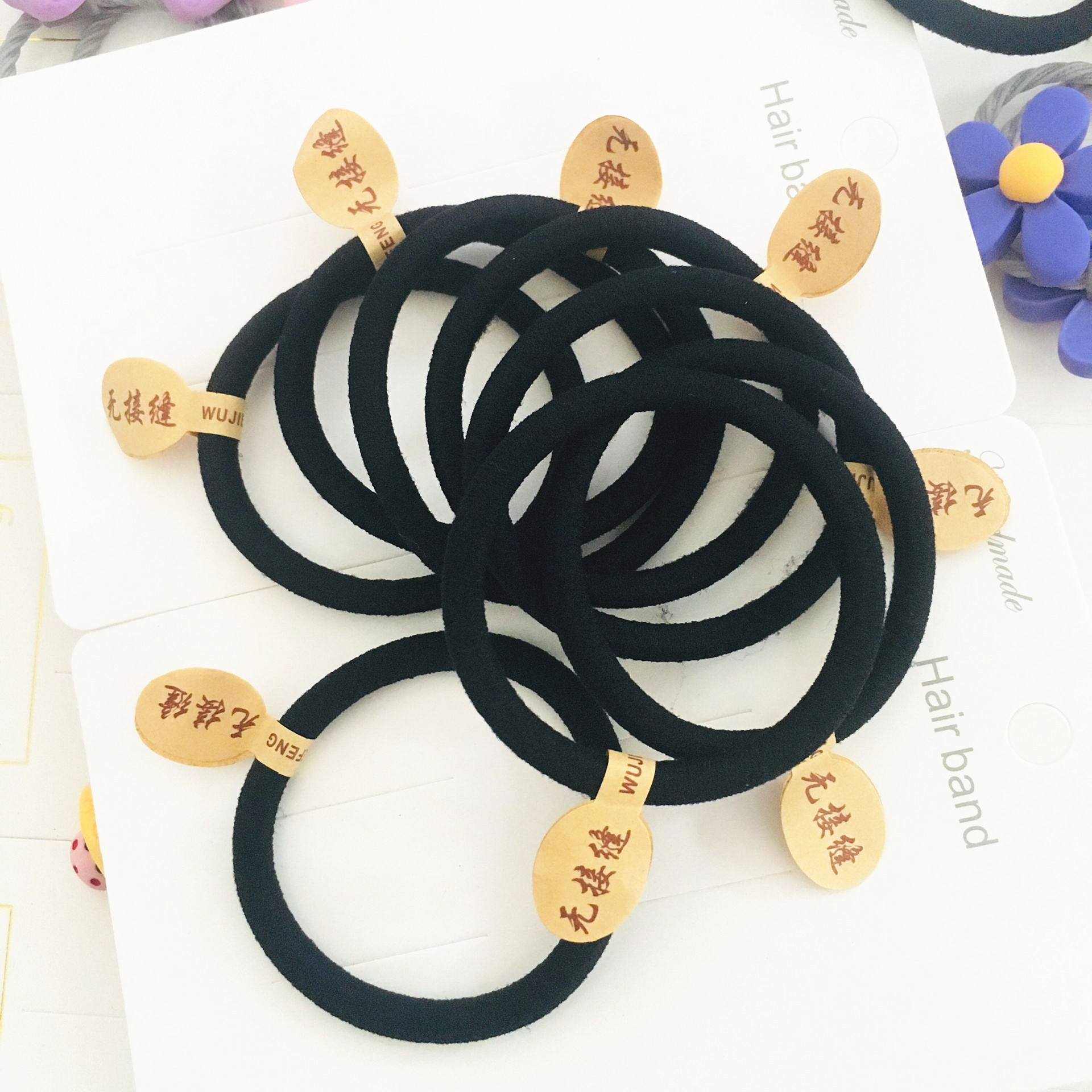 Korean high elastic hair rope thick seamless hair band Black rubber band hair rope durable hair accessories wholesale