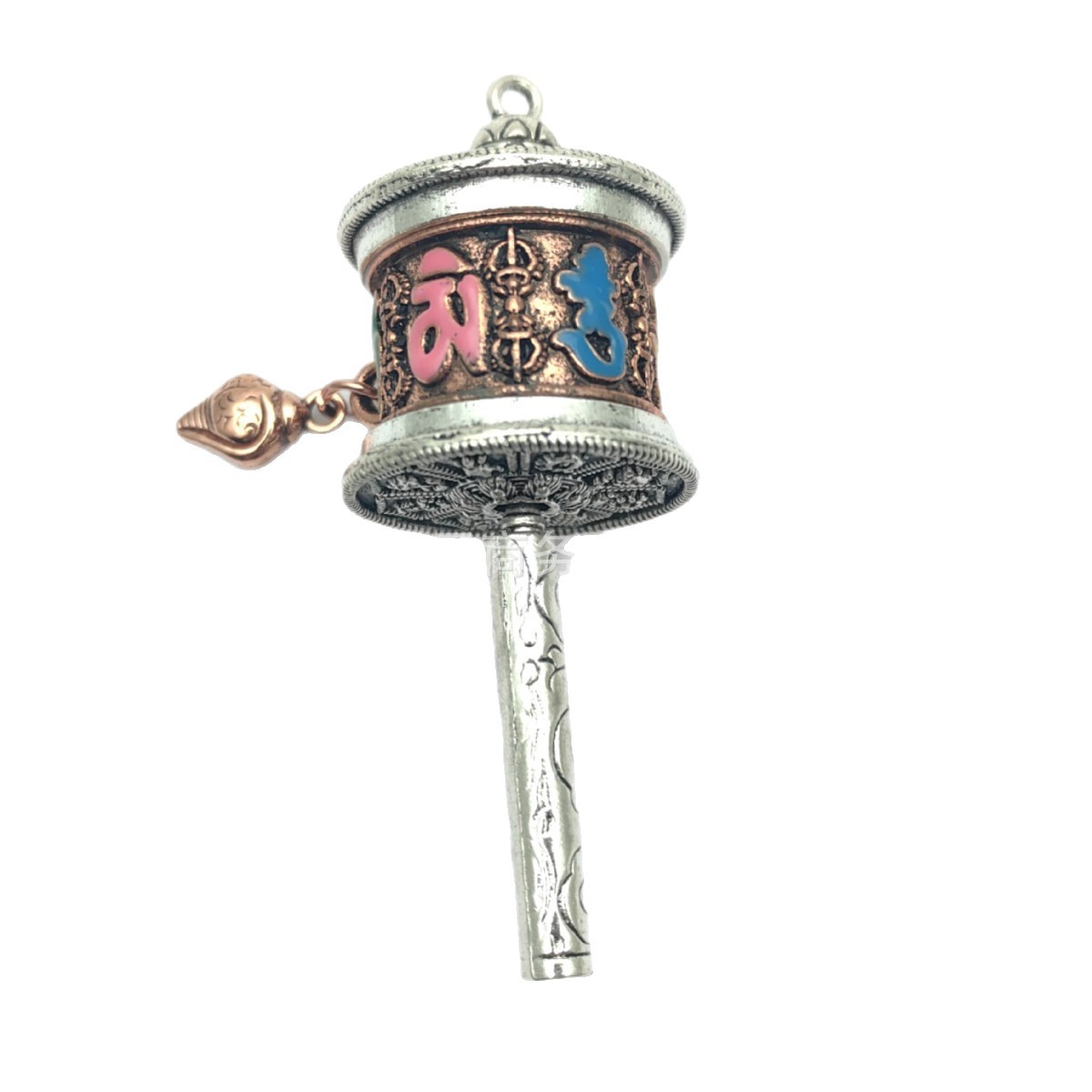 Xizang Prayer Wheel Pendant Wholesale Hanging Ornament Oil-Dropping Six-Character Mantra Auspicious Eight Treasures Bag Car Keychain Accessory
