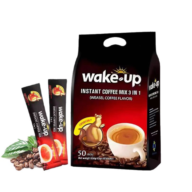 Vietnamese Weina Coffee 3-in-1 Instant Mink Coffee Powder Wakeup Cat Poop Coffee Flavor 850g 50 Small Strips