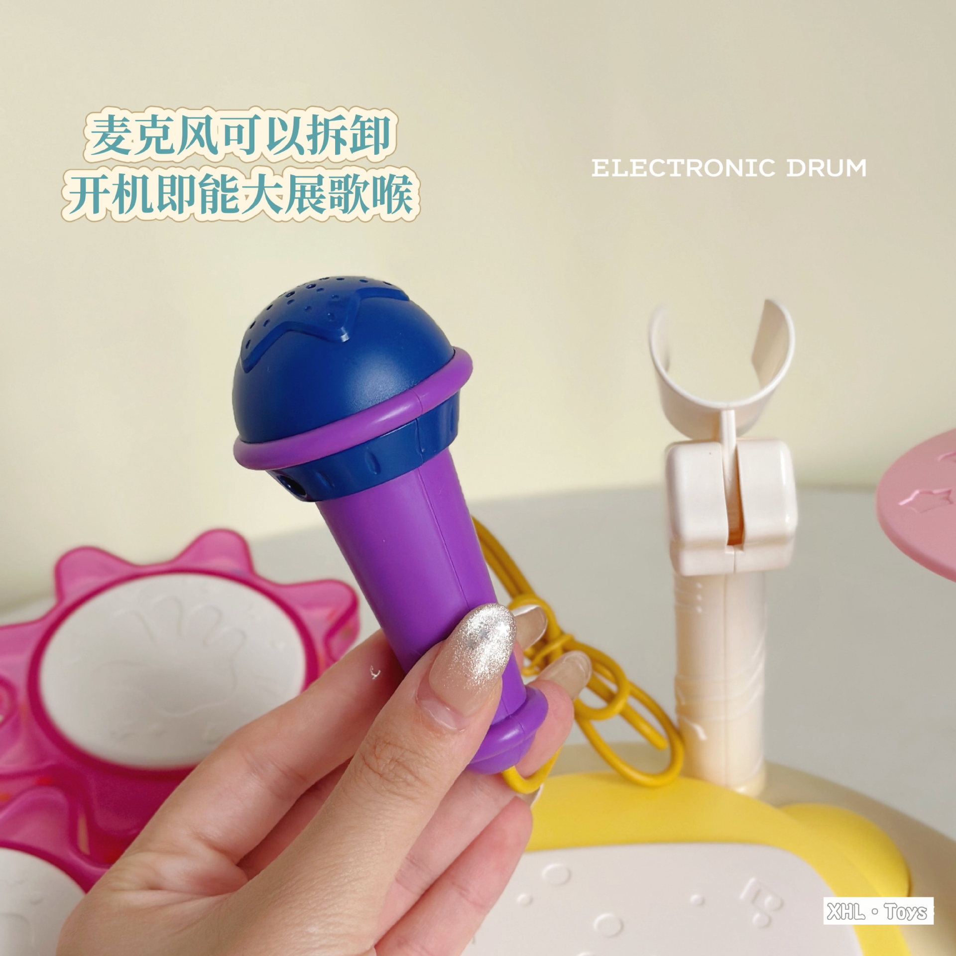 New Kidsren's Hand Drum Toy Early Education Educational Baby Music Jazz Drum Microphone Percussion Karaoke Instrument