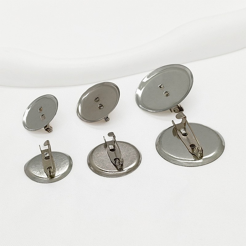 Round Brooch Base with Pin DIY Jewelry Accessories Multi-Specification Dual-Use Brooch Badge Holder Metal