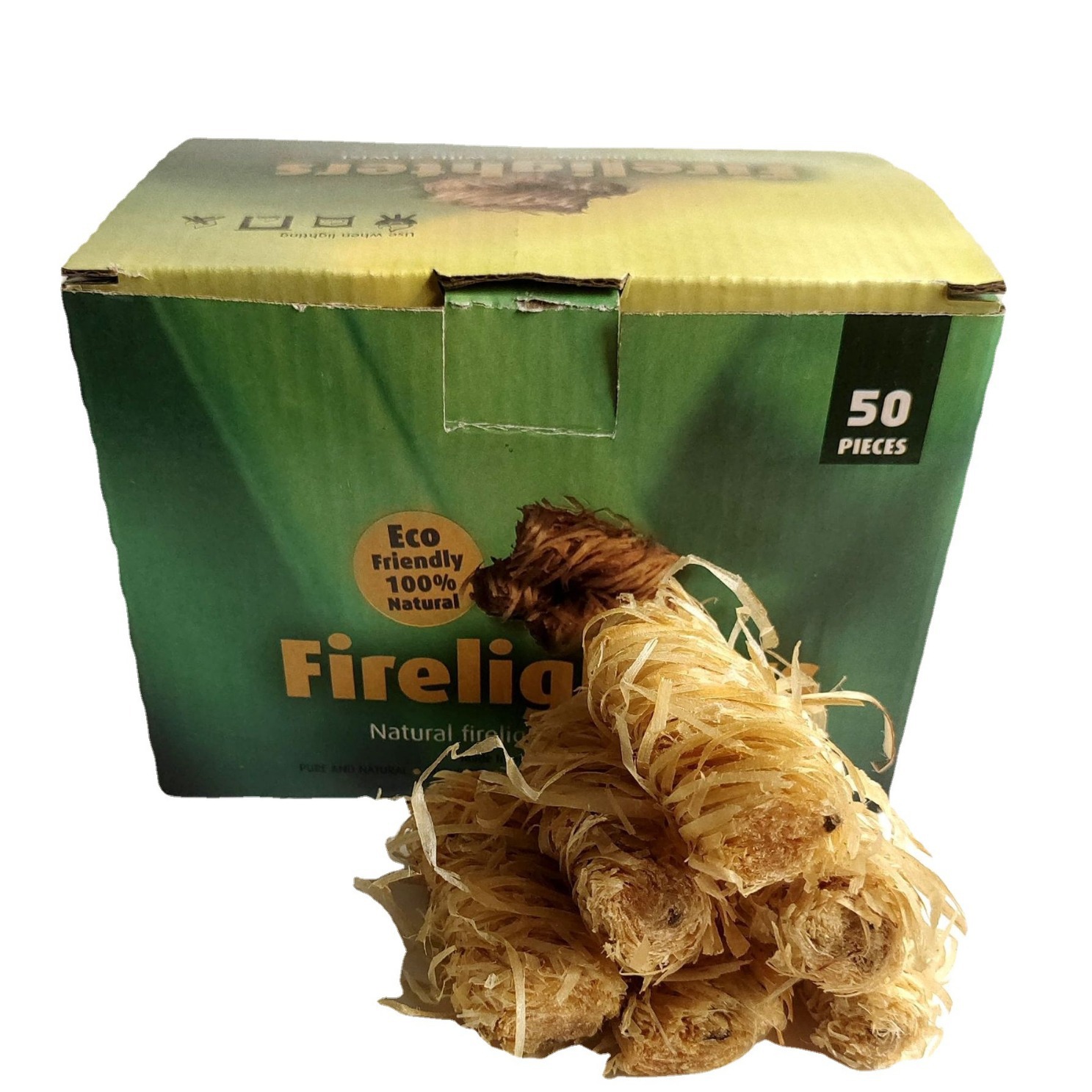 Factory Direct Sales Outdoor Camping Barbecue Grill Charcoal Ignition Block Wax Wood Stick Wood Filament Roll 50 Pieces/Box