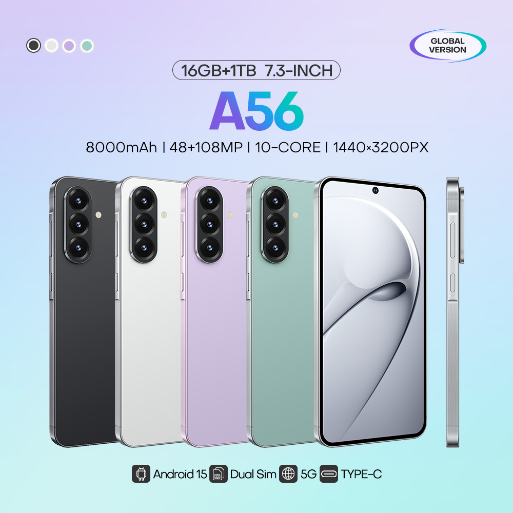 4G новый популярный беспроводной зарядное устройство A56 кросс-бордерный мобильный телефон 3+32 в наличии оригинальный чехол 6.75 дюйма Android смартфон